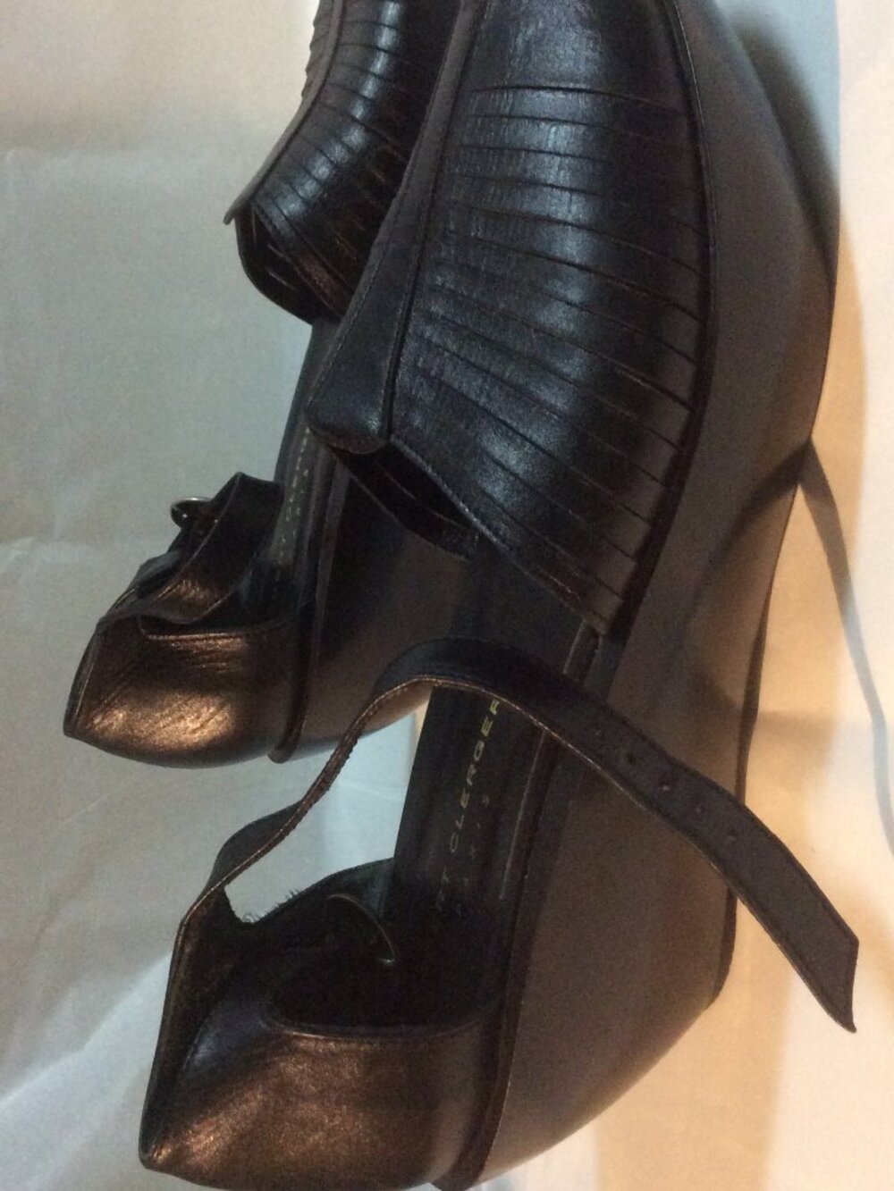 Robert Clergerie Black Leather Slatted Woven Peep Toe Wedge Sandals Size 39